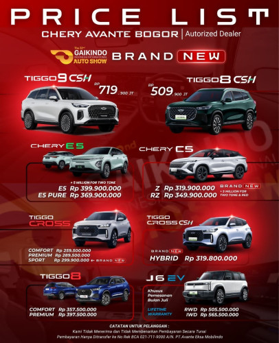 Pricelist Harga Chery pancoran 2025